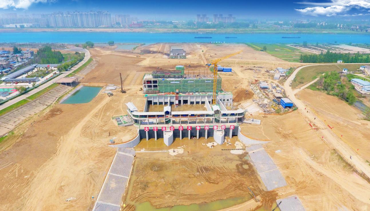 安徽水利蚌埠靚淮河龍子河口綜合樞紐布置工程。安徽建工集團供圖